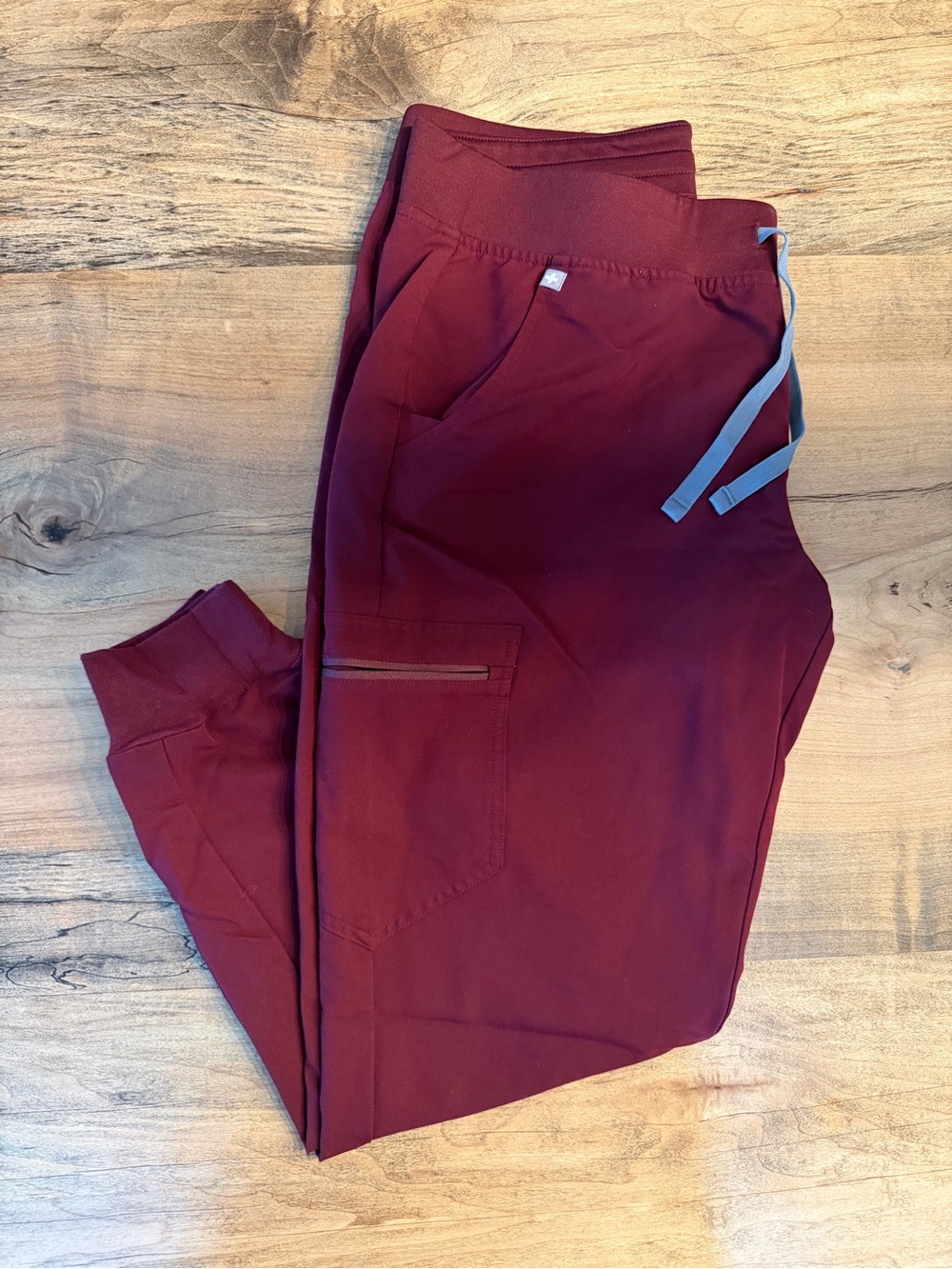 Figs Maroon Joggers with Gray Drawstring